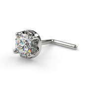 14k white gold illusion VS1 diamond nose stud L-post style, angled view with straight post visible