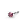 White gold threadless push-pin end with 2mm pink diamond in 3-prong Lumina setting, end-only style