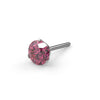 Close-up of 2.5mm pink diamond in 3-prong Lumina setting on straight post, white gold finish