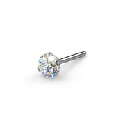 2mm VS1 diamond threadless push-pin end only in white gold, front-facing view showing faceted stone sparkle