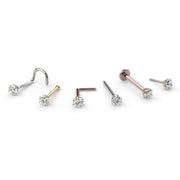 All style options for Lumina diamond nose ring: twist, bone, L-post, straight, flat back, end only