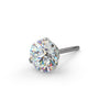 Close-up overhead view of 3mm VS1 diamond in white gold Lumina 3-prong setting, highlighting stone brilliance