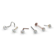 All style options for 3mm diamond nose ring: twist, bone, L-post, straight post, flat back, and end only