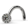14k white gold 1.5mm diamond perlage milgrain nose ring twist style, front angled view