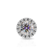 Front close-up of 14k white gold 2mm diamond perlage nose stud showing milgrain bezel and diamond facets
