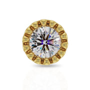 Front close-up of 14k yellow gold 2mm diamond perlage nose stud highlighting beaded setting detail
