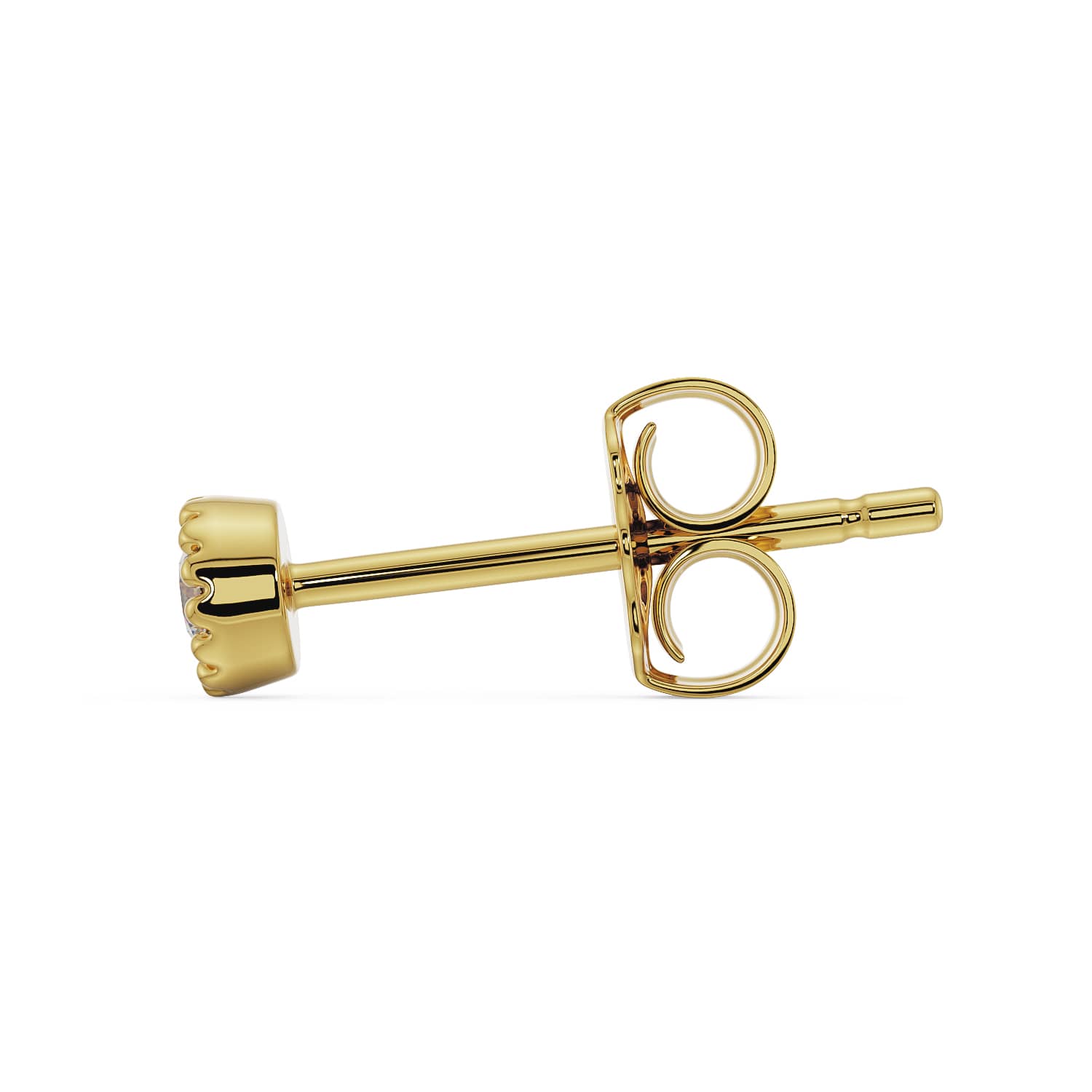Diamond Perlage Stud 14K Gold Earring