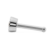 Side profile of 14k white gold diamond nose bone style showing straight post and ball end