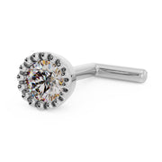 14k white gold 3mm diamond perlage nose ring with L post style, angled side view