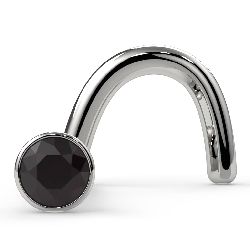 1.5mm Black Diamond Bezel Nose Ring Stud