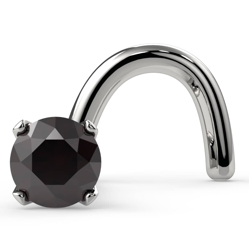 2mm Black Diamond Prong Nose Ring Stud