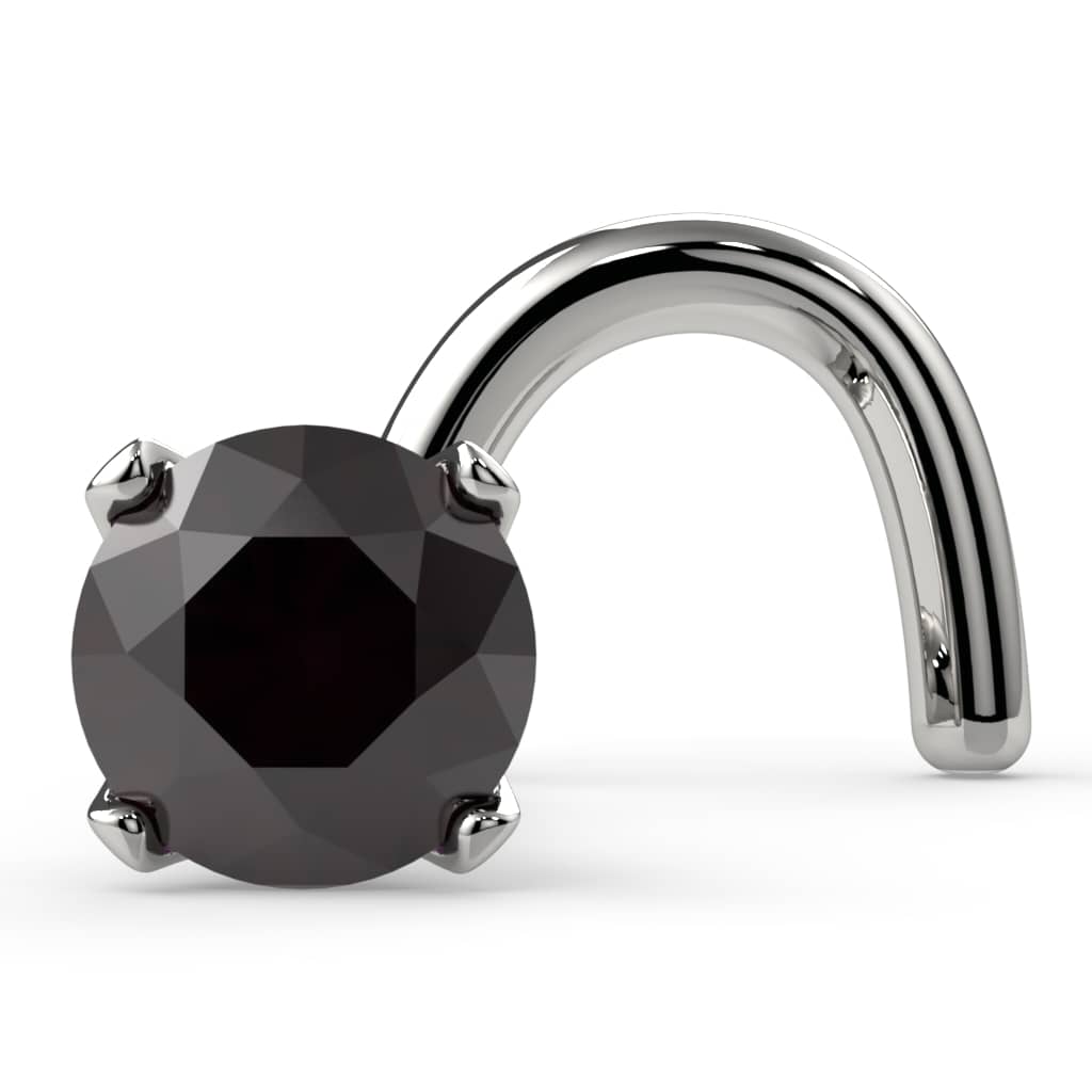 2.5mm Black Diamond Prong Nose Ring Stud