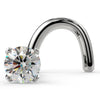 14k white gold 2mm diamond nose ring twist style, front view showing martini prong setting