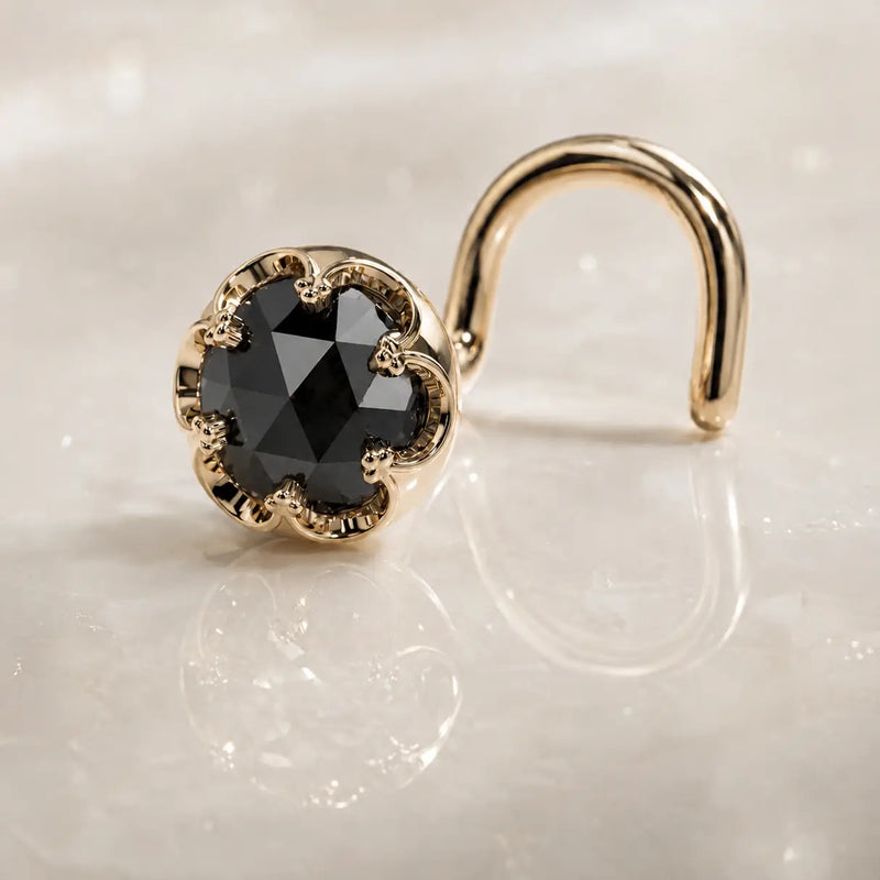 Reina Rose Cut Black Diamond Nose Ring