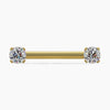 14k yellow gold straight barbell with dual round CZ in prong settings, front view