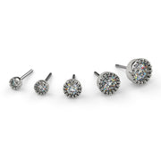 14k white gold diamond milgrain bezel threadless ends in five sizes, 1.2mm to 3mm