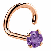 Genuine Amethyst 14K Gold Nose Ring