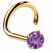 Genuine Amethyst 14K Gold Nose Ring