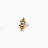 14k yellow gold Bali Blossom diamond threadless end with beaded accents, angled side view