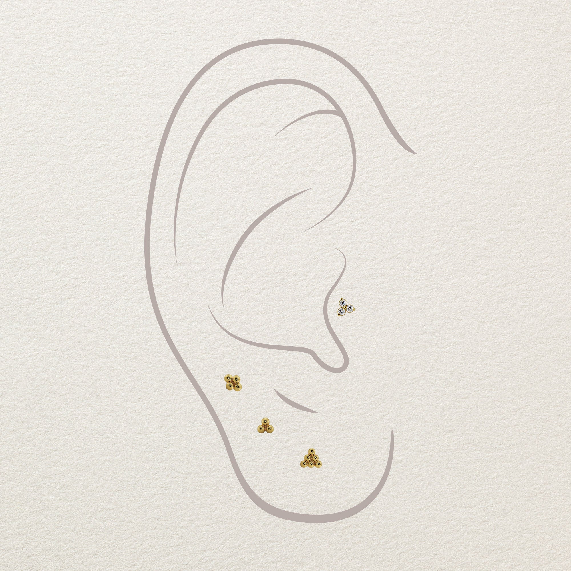 Trinity Bead Cluster Piercing Stud End