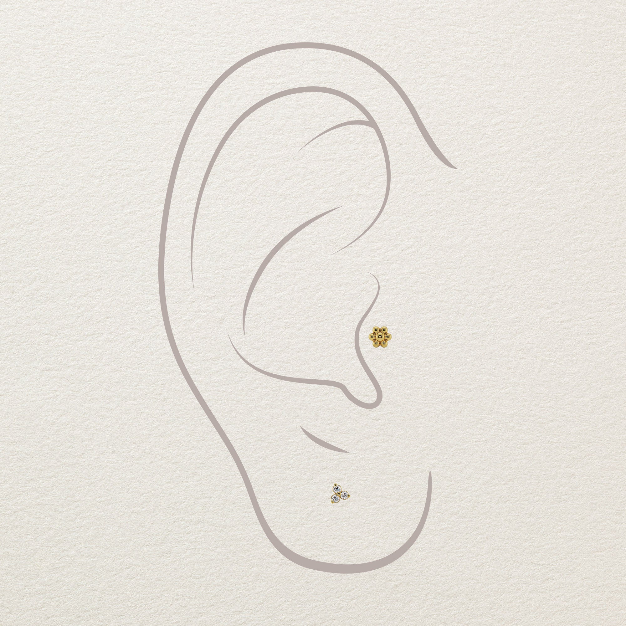 Teeny Gold Flower Piercing Stud End