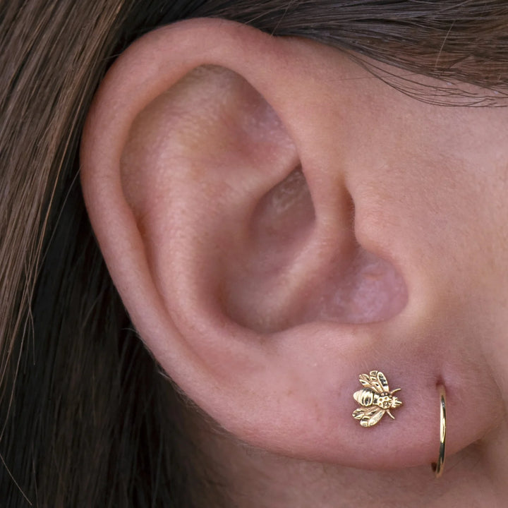 Teeny Gold Flower and Bee Piercing Stud Gift Set