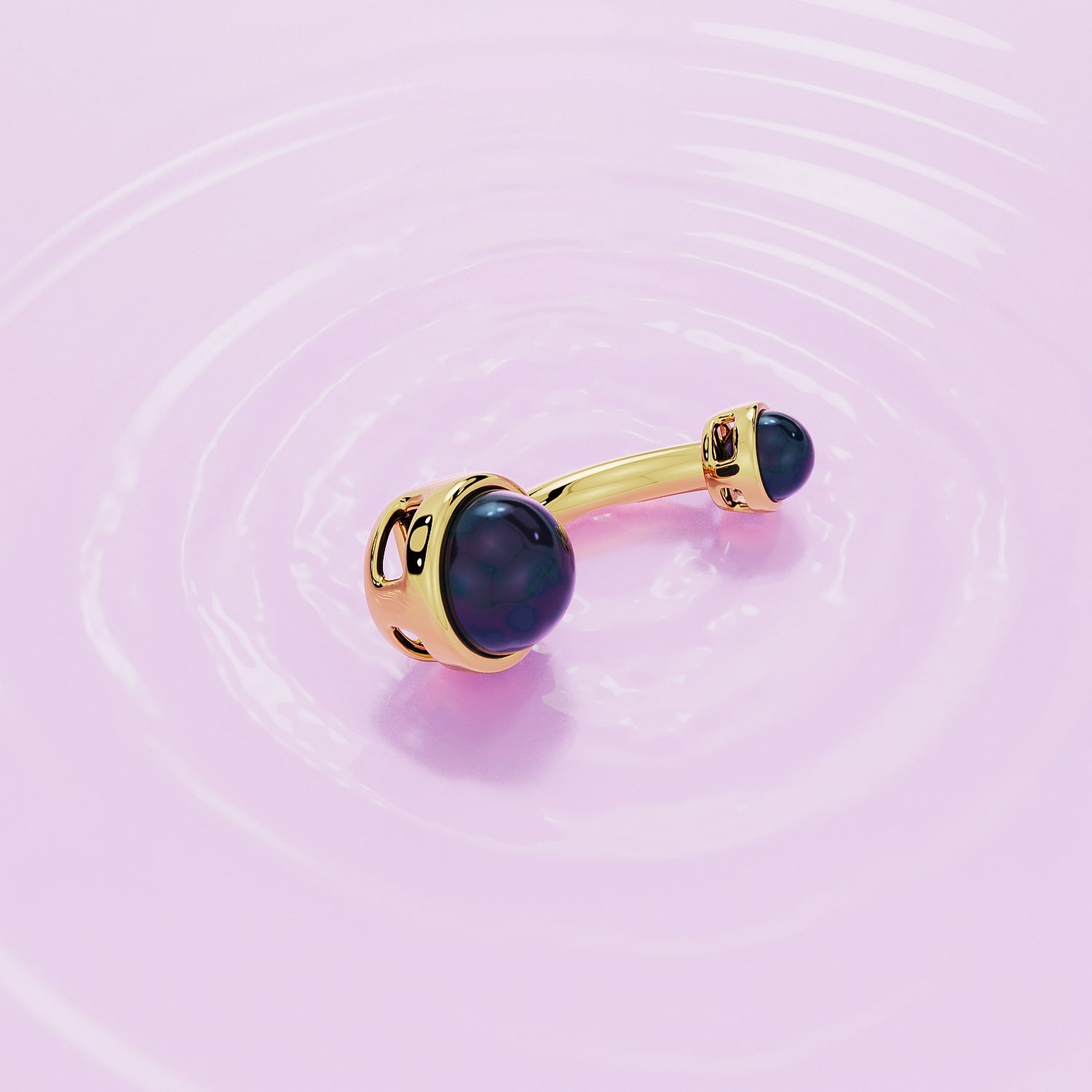 Black Akoya Pearl Bezel-Set 14k Gold Belly Button Ring