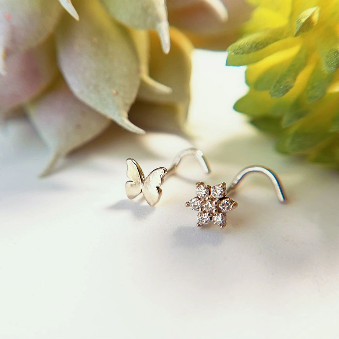 Butterfly 14K Gold Nose Ring