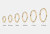 14k gold seam ring diameter size comparison chart from 5mm to 12.5mm for piercing fit reference