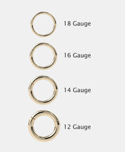 Seam ring gauge comparison chart showing 18G, 16G, 14G, and 12G thickness differences