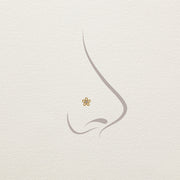 14k yellow gold diamond daisy threadless stud end shown on illustrated nose piercing placement