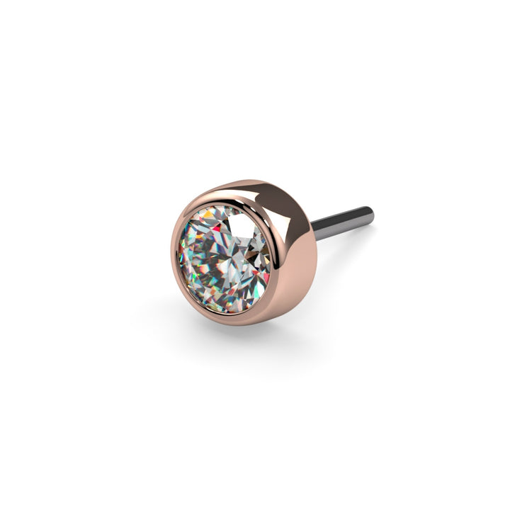 Diamond Bezel-Set Threadless Push Pin End