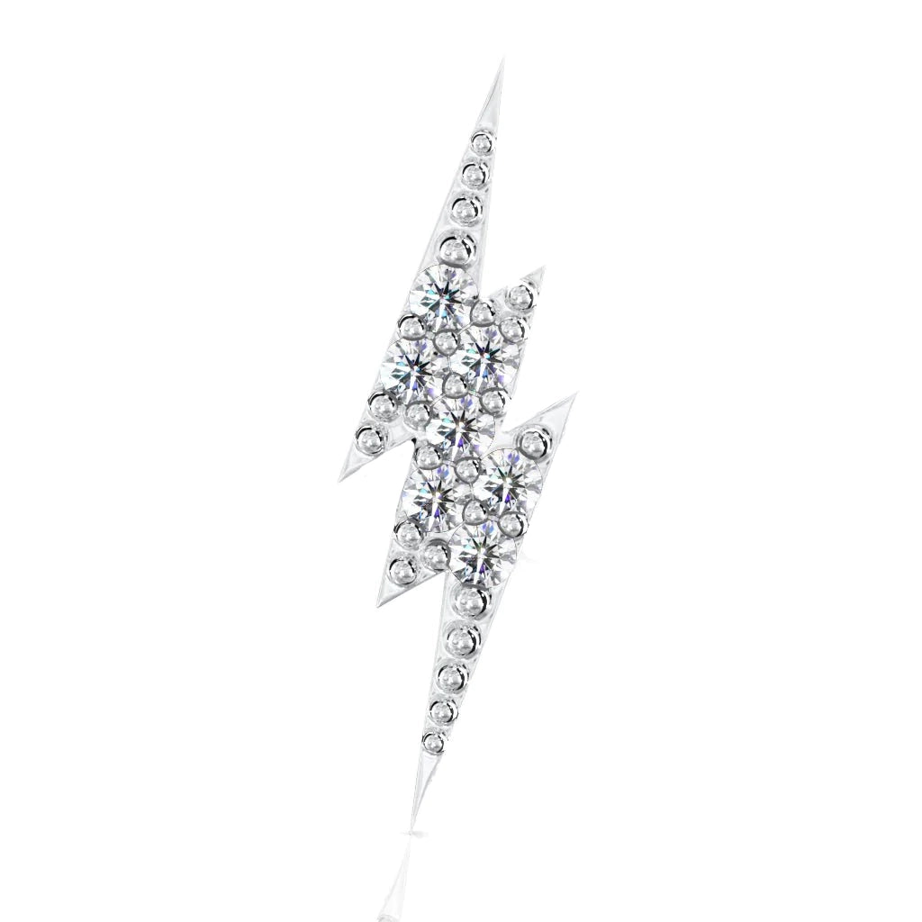 Diamond Lightning Bolt Piercing Stud End