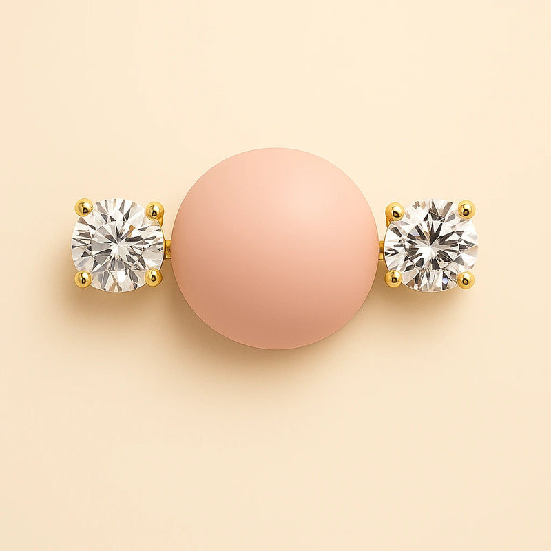 14k yellow gold diamond nipple barbell shown on body, demonstrating fit with prong-set diamonds visible