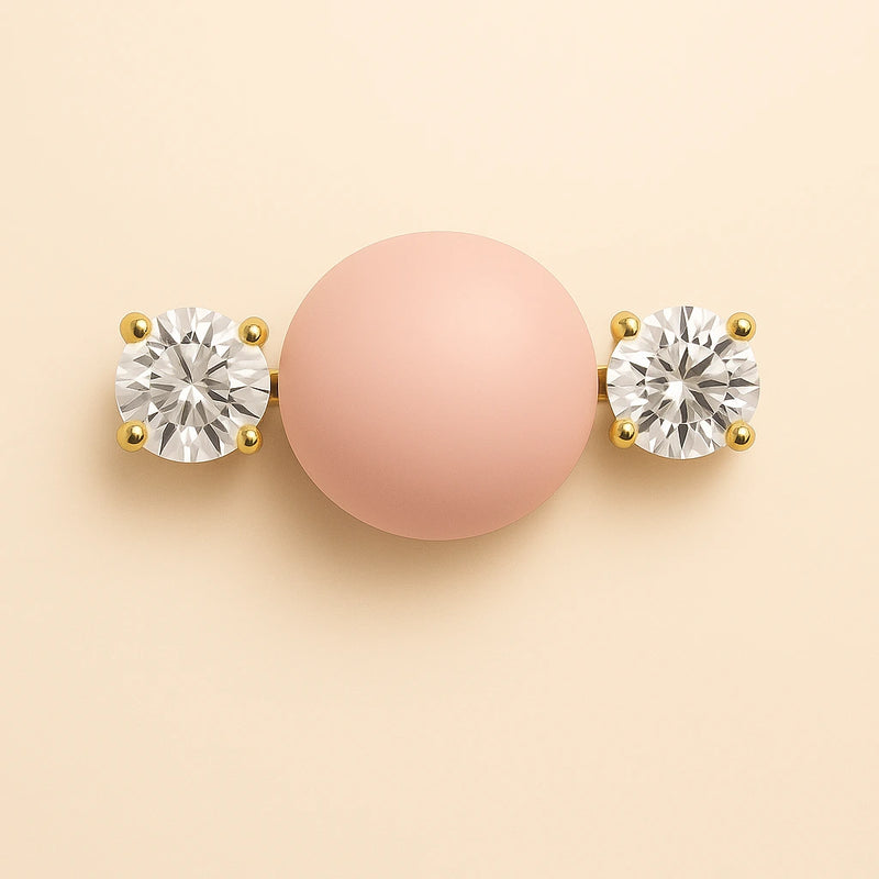 14k yellow gold GIA diamond nipple barbell shown on body prop illustrating fit and placement