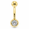 Diamond Solitaire 14k Gold Navel Ring