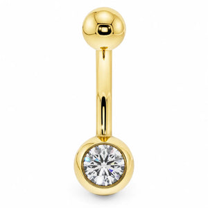 Diamond Solitaire 14k Gold Navel Ring