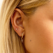 Diamond Spike 14k Gold Hinged Dangle Hoop Earrings