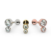 Diamond bubble flat back stud in all three metal options: 14k white gold, yellow gold, and rose gold