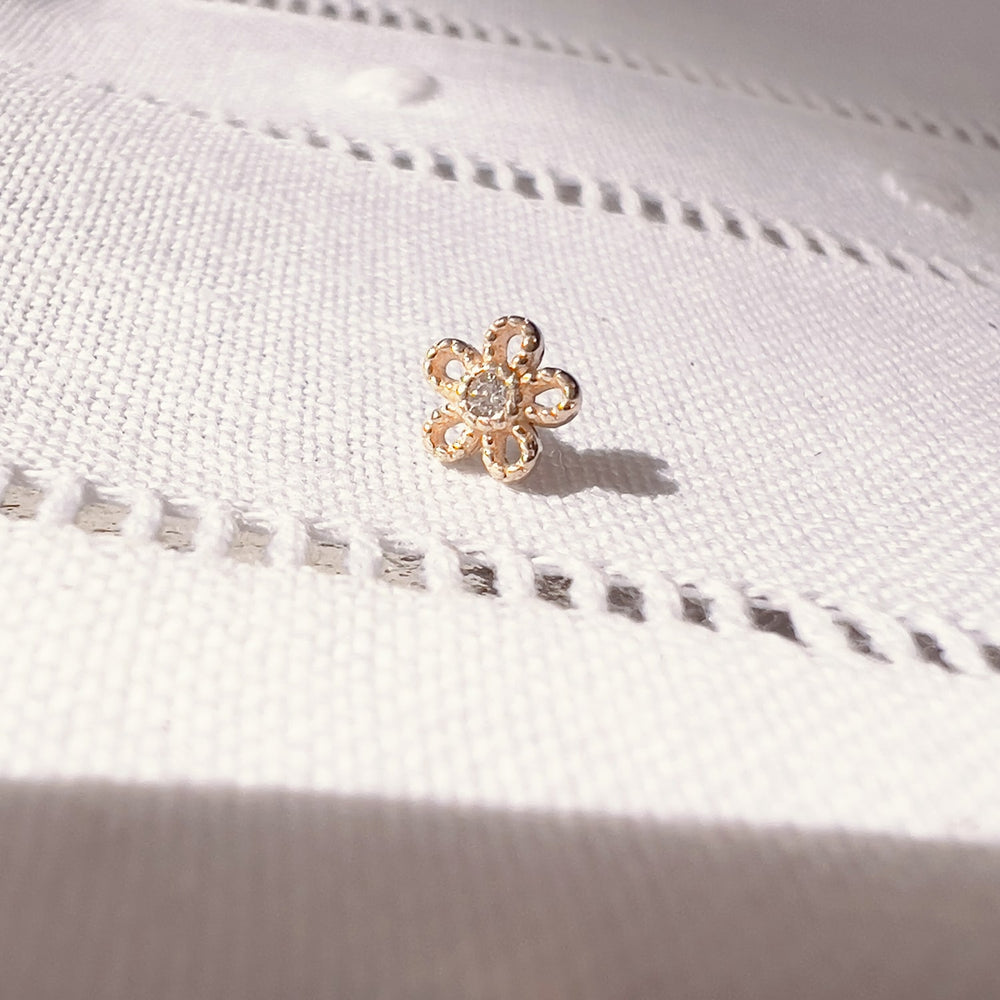 Dainty Diamond Daisy Flower Piercing Stud