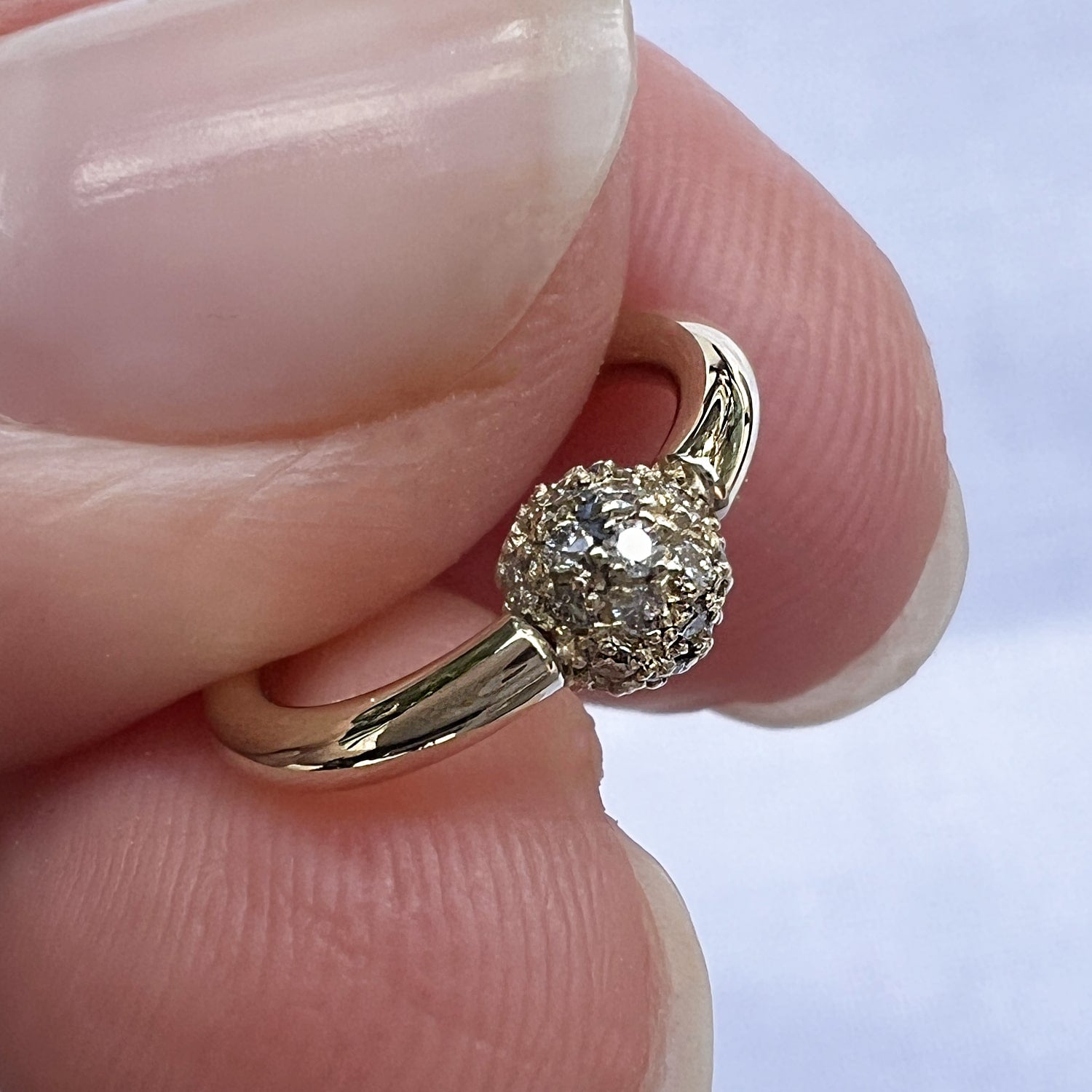 Diamond Pave Ball 14K Gold Captive Bead Ring