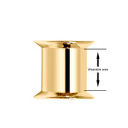 14k yellow gold double flare tunnel plug with wearable area measurement diagram, side view
