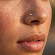 Droplet nose ring in solid 14k gold - for nostril piercings