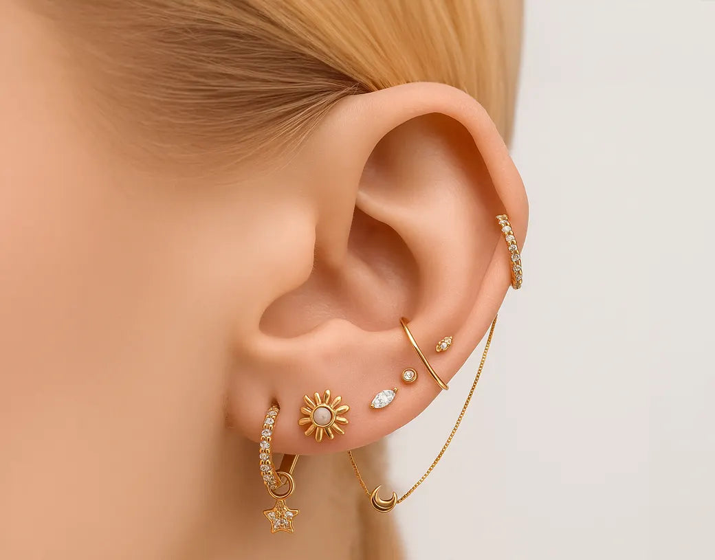 ear jewelry gold piercing jewelry card