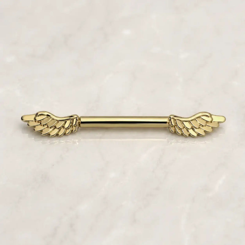 14K Yellow Gold Eros Wing Nipple Barbell