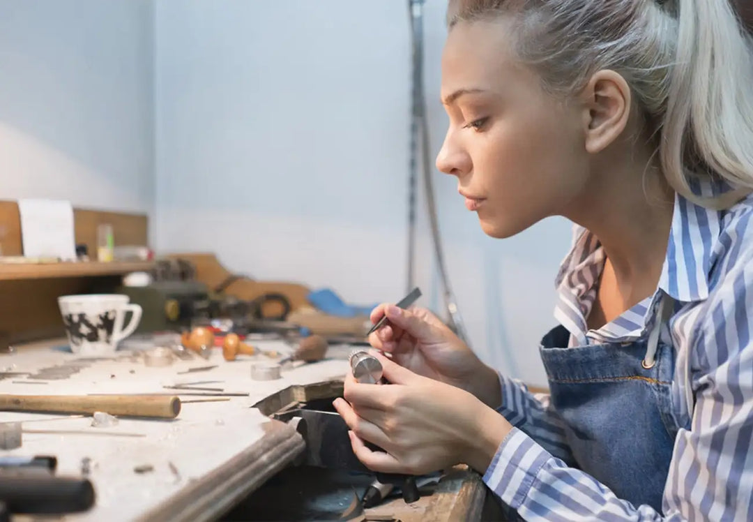Female bench jeweler