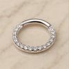 Pavé cubic zirconia clicker ring in 14k white gold