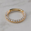 Pavé cubic zirconia clicker ring in 14k yellow gold