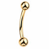 Solid 14k gold curved barbell for navel and eyebrow piercings