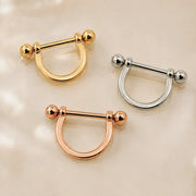 Solid Gold Stirrup Nipple Ring in 14K yellow, white, and rose gold